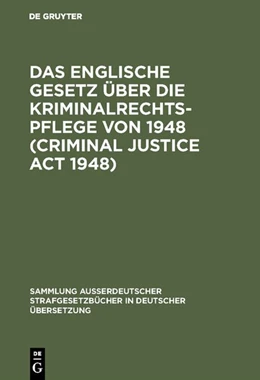 Abbildung von Das Englische Gesetz über die Kriminalrechtspflege von 1948 (Criminal Justice Act 1948) | 1. Auflage | 1952 | 55 | beck-shop.de