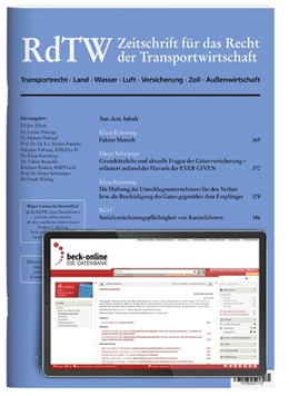 Abbildung von RdTW • Zeitschrift für das Recht der Transportwirtschaft | 6. Auflage | 2025 | beck-shop.de