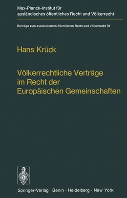 Abbildung von Krück | Völkerrechtliche Verträge im Recht der Europäischen Gemeinschaften | 1. Auflage | 2011 | 70 | beck-shop.de