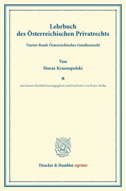 Abbildung von Krasnopolski / Kafka | Lehrbuch des Österreichischen Privatrechts | 1. Auflage | 2013 | beck-shop.de