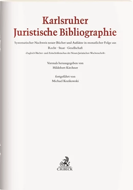 Abbildung von KJB • Karlsruher Juristische Bibliographie | 54. Auflage | 2025 | beck-shop.de