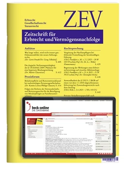 Abbildung von ZEV • Zeitschrift für Erbrecht und Vermögensnachfolge | 25. Auflage | 2025 | beck-shop.de