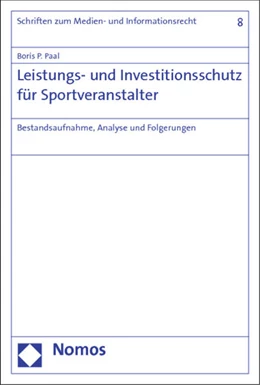 Abbildung von Paal | Leistungs- und Investitionsschutz für Sportveranstalter | 1. Auflage | 2014 | 8 | beck-shop.de