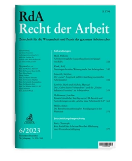 Abbildung von RdA • Recht der Arbeit | 71. Auflage | 2025 | beck-shop.de