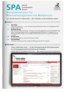 Abbildung von SPA - Schnellinformation für Personalmanagement und Arbeitsrecht | 26. Auflage | 2025 | beck-shop.de