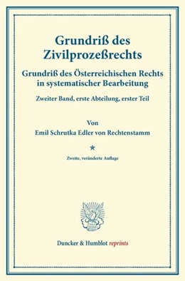 Abbildung von Schrutka Edler von Rechtenstamm / Finger | Grundriß des Zivilprozeßrechts. | 2. Auflage | 2014 | beck-shop.de