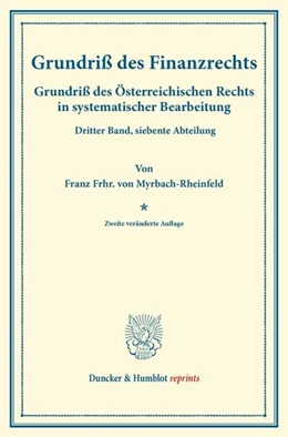 Abbildung von Myrbach-Rheinfeld / Finger | Grundriß des Finanzrechts. | 2. Auflage | 2014 | beck-shop.de