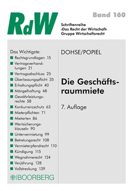 Abbildung von Dohse / Popiel | Die Geschäftsraummiete | 7. Auflage | 2014 | 160 | beck-shop.de