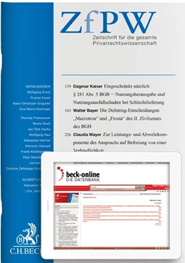 Abbildung von ZfPW • Zeitschrift für die gesamte Privatrechtswissenschaft | 4. Auflage | 2025 | beck-shop.de