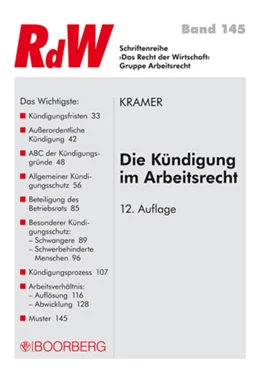 Abbildung von Kramer | Die Kündigung im Arbeitsrecht | 12. Auflage | 2014 | 145 | beck-shop.de