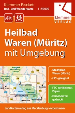 Abbildung von Klemmer | Klemmer Pocket Rad- und Wanderkarte Heilbad Waren (Müritz) mit Umgebung 1 : 50 000 | 3. Auflage | 2015 | beck-shop.de