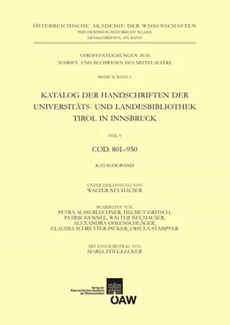 Abbildung von Neuhauser | Katalog der Handschriften der Universiäts- und Landesbibliothek Tirol in Innsbruck. Teil 9: Cod. 801-950 | 1. Auflage | 2015 | 4/9 | beck-shop.de