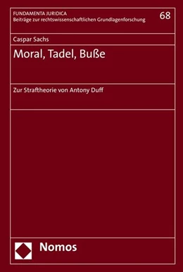 Abbildung von Sachs | Moral, Tadel, Buße | 1. Auflage | 2016 | 68 | beck-shop.de