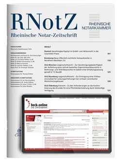 Abbildung von RNotZ • Rheinische Notar-Zeitschrift | 163. Auflage | 2025 | beck-shop.de