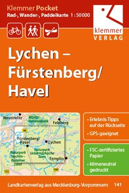Abbildung von Klemmer | Klemmer Pocket Rad-, Wander- und Paddelkarte Lychen - Fürstenberg/Havel 1 : 50 000 | 3. Auflage | 2016 | beck-shop.de