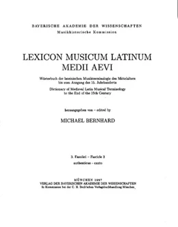 Abbildung von Bernhard, Michael | Lexicon Musicum Latinum Medii Aevi = Wörterbuch der lateinischen Musikterminologie des Mittelalters bis zum Ausgang des 15. Jahrhunderts = Dictionary of Medieval Latin Musical Terminology to the End of the 15th Century
 | 1. Auflage | 1997 | beck-shop.de