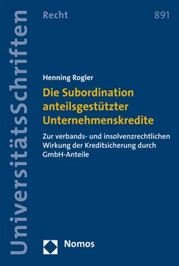 Abbildung von Rogler | Die Subordination anteilsgestützter Unternehmenskredite | 1. Auflage | 2016 | beck-shop.de
