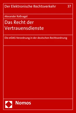 Abbildung von Roßnagel | Das Recht der Vertrauensdienste | 1. Auflage | 2016 | beck-shop.de