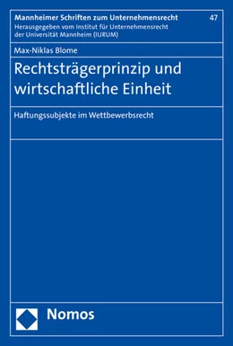Abbildung von Blome | Rechtsträgerprinzip und wirtschaftliche Einheit | 1. Auflage | 2016 | beck-shop.de