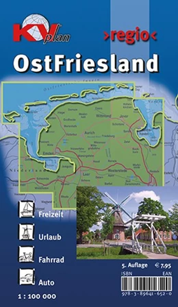 Abbildung von Ostfriesland >regio< (ganze Region ostfriesische Halbinsel), KVplan, Radkarte/Freizeitkarte, 1:100.000 / 1:25.000 | 5. Auflage | 2016 | beck-shop.de