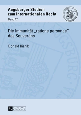 Abbildung von Riznik | Die Immunität «ratione personae» des Souveräns | 1. Auflage | 2016 | beck-shop.de
