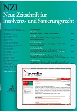 Abbildung von NZI • Neue Zeitschrift für Insolvenz- und Sanierungsrecht | 21. Auflage | 2025 | beck-shop.de