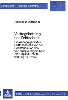 Abbildung von Ostrowicz | Vertragshaftung und Drittschutz | 1. Auflage | 1980 | beck-shop.de