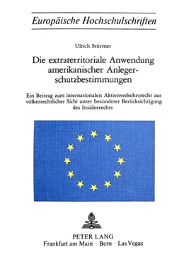 Abbildung von Stürmer | Die extraterritoriale Anwendung amerikanischer Anlegerschutzbestimmungen | 1. Auflage | 1978 | beck-shop.de