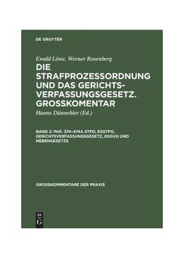 Abbildung von Dünnebier | Par. 374–474a StPO, EGStPO, Gerichtsverfassungsgesetz, EGGVG und Nebengesetze | 21. Auflage | 1965 | beck-shop.de