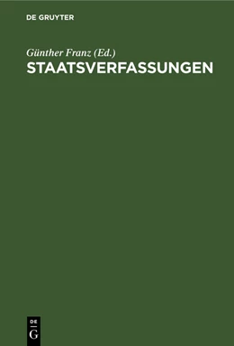 Abbildung von Franz | Staatsverfassungen | 1. Auflage | 1950 | beck-shop.de