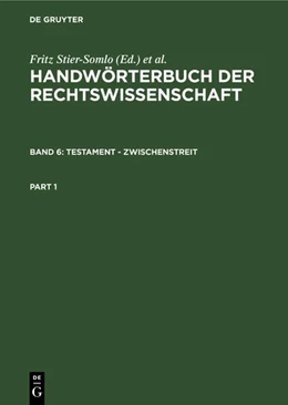 Abbildung von Stier-Somlo / Elster | Testament - Zwischenstreit | 1. Auflage | 1929 | beck-shop.de