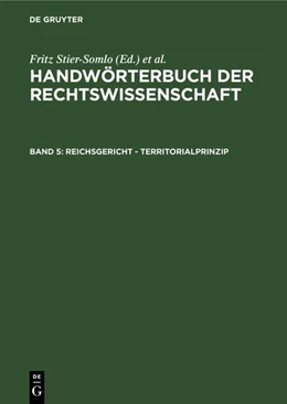 Abbildung von Stier-Somlo / Elster | Reichsgericht - Territorialprinzip | 1. Auflage | 1928 | beck-shop.de