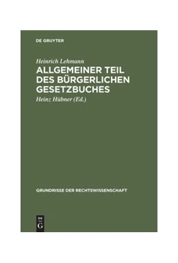 Abbildung von Lehmann / Hübner | Allgemeiner Teil des Bürgerlichen Gesetzbuches | 16. Auflage | 1966 | 1 | beck-shop.de
