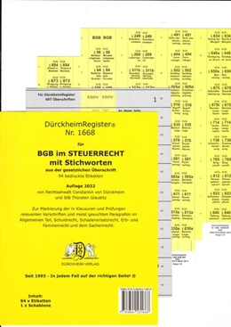 Abbildung von Dürckheim / Glaubitz | BGB im Steuerrecht mit Stichworten, Dürckheim-Griffregister Nr. 1668 (2017/2018) | 7. Auflage | 2017 | beck-shop.de