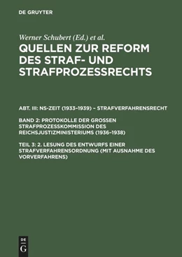 Abbildung von Schubert | 2. Lesung des Entwurfs einer Strafverfahrensordnung (mit Ausnahme des Vorverfahrens) | 1. Auflage | 1993 | beck-shop.de