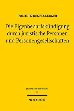 Abbildung von Regelsberger | Die Eigenbedarfskündigung durch juristische Personen und Personengesellschaften | 1. Auflage | 2018 | 73 | beck-shop.de