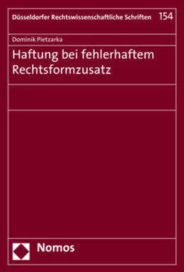 Abbildung von Pietzarka | Haftung bei fehlerhaftem Rechtsformzusatz | 1. Auflage | 2018 | 154 | beck-shop.de