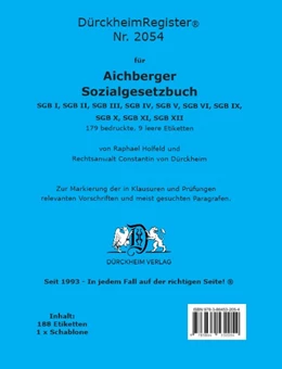 Abbildung von Dürckheim | Sozialgesetzbuch (Aichberger) - Dürckheim-Register (Nr. 2054) | 2. Auflage | 2024 | beck-shop.de