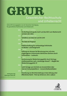 Abbildung von GRUR • Gewerblicher Rechtsschutz und Urheberrecht | 120. Auflage | 2025 | beck-shop.de