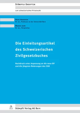 Abbildung von Hausheer / Jaun | Die Einleitungsartikel des Schweizerischen Zivilgesetzbuches | 2. Auflage | 2001 | beck-shop.de