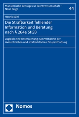 Abbildung von Kühl | Die Strafbarkeit fehlender Information und Beratung nach § 264a StGB | 1. Auflage | 2019 | beck-shop.de