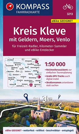 Abbildung von Kompass-Karten Gmbh | KOMPASS Fahrradkarte 3213 Kreis Kleve mit Geldern, Moers, Venl 1:50.000 | 1. Auflage | 2019 | beck-shop.de