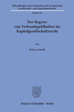 Abbildung von Hauff | Der Regress von Verbandsgeldbußen im Kapitalgesellschaftsrecht | 1. Auflage | 2019 | beck-shop.de