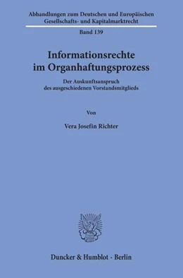 Abbildung von Richter | Informationsrechte im Organhaftungsprozess | 1. Auflage | 2019 | beck-shop.de