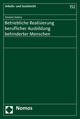 Abbildung von Kalina | Betriebliche Realisierung beruflicher Ausbildung behinderter Menschen | 1. Auflage | 2019 | beck-shop.de