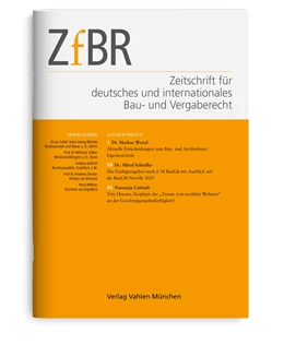 Abbildung von ZfBR • Zeitschrift für deutsches und internationales Bau- und Vergaberecht | 41. Auflage | 2025 | beck-shop.de