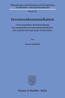 Abbildung von Landsittel | Investorenkommunikation | 1. Auflage | 2019 | beck-shop.de