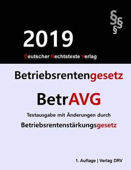 Abbildung von Drv | Betriebsrentengesetz - BetrAVG | 4. Auflage | 2019 | beck-shop.de