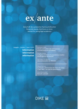 Abbildung von Bernet / Ehrenzeller | ex/ante 1/2019 Information | 1. Auflage | 2019 | beck-shop.de