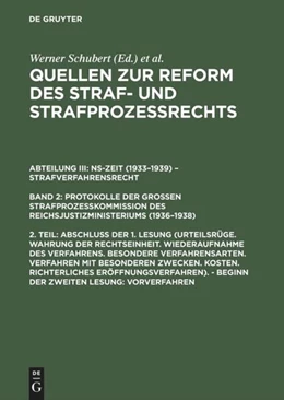 Abbildung von Schubert | Abschluß der 1. Lesung (Urteilsrüge. Wahrung der Rechtseinheit. ...). – Beginn der zweiten Lesung: Vorverfahren | 1. Auflage | 1992 | beck-shop.de